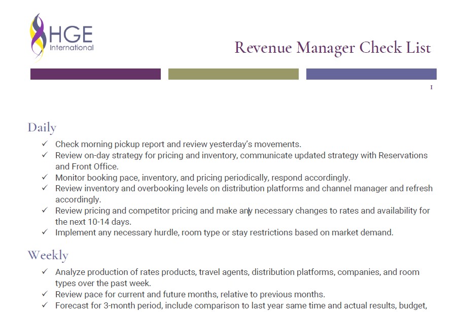Revenue Management Checklist | HGE International